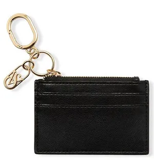 Victoria’s Secret Leather Black Cardholder Keychain with Gold Hardware thumbnail 1