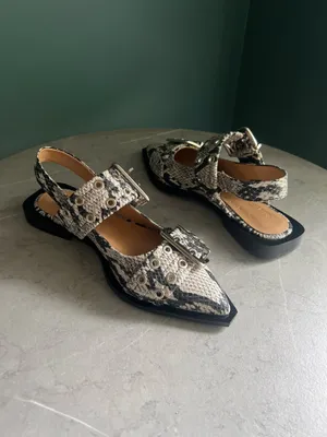 Ganni Wide Welt Buckle Ballerina Flats thumbnail 3