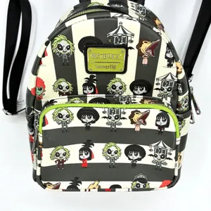 Loungefly Beetlejuice Chibi Mini Backpack Black White Striped Character Bag thumbnail 1