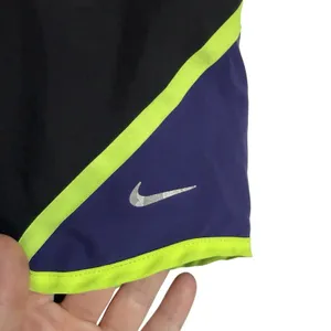 Nike Dri-FIT‎ Running Shorts Womens Medium Purple Black Neon Green Colorblock 3" thumbnail 4