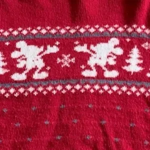 Vintage Mickey Mouse Christmas Sweater Wool Blend Fair Isle Red Disney Size‎ M thumbnail 2