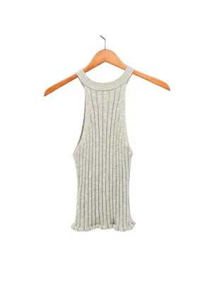 Anthropologie Pilcro Halter Ribbed Sweater Tank Top in Grey M thumbnail 7