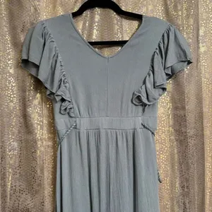 Baltic Born Jennifer Deep V Light Sage Green Tassels Maxi Dress XS thumbnail 7