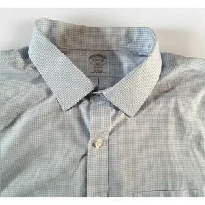 Brooks Brothers Regent‎ Dress Shirt Mens 17.5 32/33 Blue Micro Check Non-Iron thumbnail 3