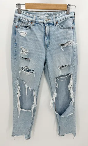 American Eagle Comfort Stretch Waistband Mom Jeans Light Wash Distressed Size‎ 2 thumbnail 1