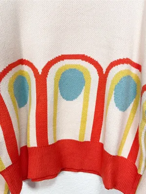Miss Sparkling Retro Rainbow Arch Graphic Colorblock Cropped Knit Sweater thumbnail 3
