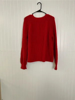 Amazon Red Chunky Knit Button-Front Women's Cardigan Size Large thumbnail 7