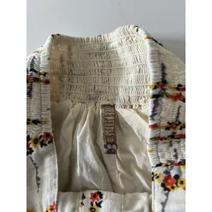 Free People Floral Linen Cotton Button Front Mini Skirt Ivory Women's Size S thumbnail 5