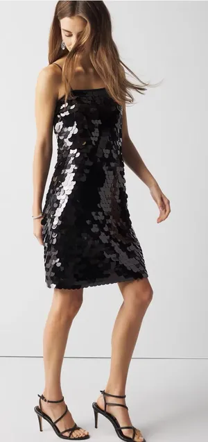 White House Black Market Black Sequin Mini Dress Size 12 NWT Party Vegas thumbnail 1