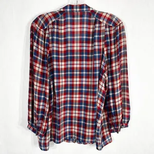 Madewell Broadway & Broome Size Large Top Pemberley Blouse‎ Silk Plaid 1236 thumbnail 3