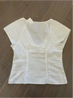Madewell Twist Front Seamed Top Poplin White Size 0 thumbnail 7