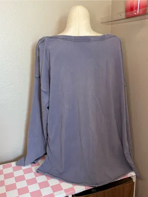 Free people Washed Lavender Long Sleeve Women's Top XS oversized cozy casual thumbnail 3