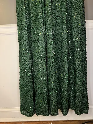 FAERIESTY Dress Womens Medium Green Sequin V-Neck Fit & Flare Maxi Formal Gown thumbnail 11