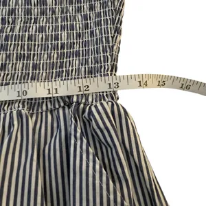 Beau & Ro The Margot Dress Navy White Stripe Small Smocked Nautical Beach‎ Flowy thumbnail 15