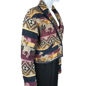 Vintage Carolina Colours Southwestern Tapestry Jacket Tribal Aztec Horses Size S thumbnail 3