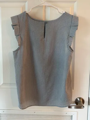 Monteau Blue & White striped blouse thumbnail 1