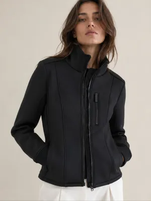 Zara Black Bomber Jacket with High Collar Size XS. thumbnail 1