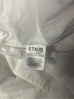 STAUD Laelia Mini Dress White Cotton Lined Puff Sleeves Size 8 thumbnail 13