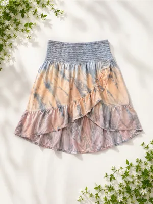 Vintage Havana Pastel Tie Dye Ruffle Skirt Smocked Waist Boho Small thumbnail 2