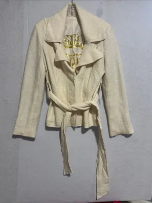Millard Fillmore 90’s Y2K Wool Blend Cream Tie-Waist Women's Blazer Jacket thumbnail 1