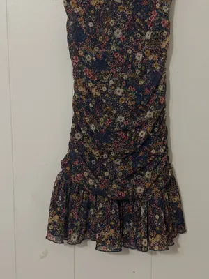 Dress Forum Los Angeles Ruched Floral Mesh Ruffle Mini Dress Size S thumbnail 3