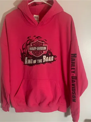 Hot Pink Heavy Blend Pullover Sweatshirt W Harley Davidson Graphic Sz XL thumbnail 1