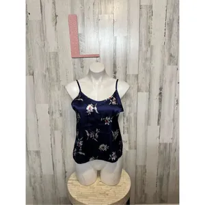 Floral silk tank top size large Blue thumbnail 4