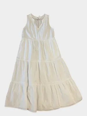 NWT Boden Double Cloth Tiered Maxi Dress White Cotton 8P Medium D0911 thumbnail 2