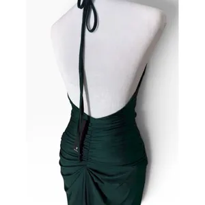 Lulus Emerald Green Halter Open Back Side Slit Maxi Dress XS thumbnail 6