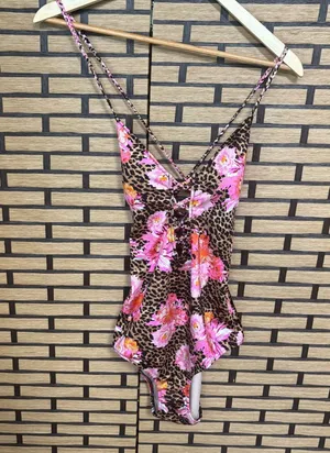 Victoria’s Secret‎ Leopard Floral Lace Up One Piece Swimsuit Size Medium thumbnail 1