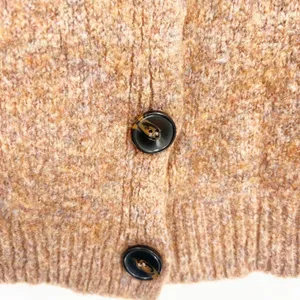 Zara‎ Knit Womens Neutral Wool Mohair Blend Knit Cardigan Sweater Size M Brown thumbnail 4