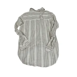Abercrombie & Fitch Brown Striped‎ Front Tie Button Down Linen Blend Shirt M thumbnail 2