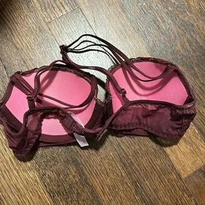 Victoria’s Secret Pink Maroon Lace Bra thumbnail 2