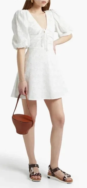 NICHOLAS Danni Bow-detailed Broderie Anglaise Mini Dress White Size US 8‎ thumbnail 1