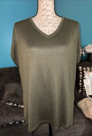 🎉4 for $20 Orvis Women's Short Sleeve V-Neck Tunic Knit Top, Large thumbnail 1