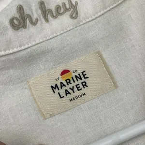 Marine Layer Shirt embroidered button up crop womens Cream (medium) resortwear thumbnail 2