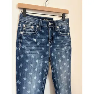 NEW Miss Me Bootcut Jeans Size 25 High Rise Boot Western Star Denim Boho Y2K thumbnail 2