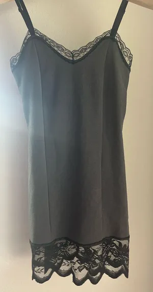 Tobi Grey Lace Trim Dress thumbnail 1