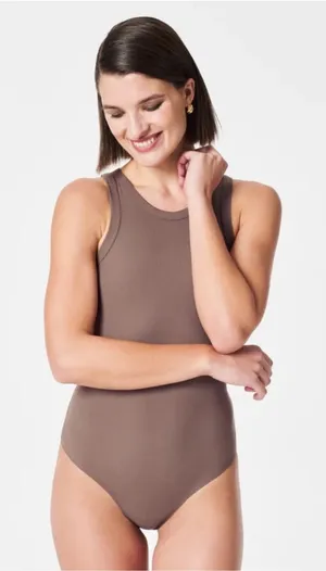 Spanx Suit Yourself Racerback Ribbed Bodysuit color smoke size Small thumbnail 1