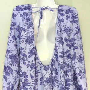 HILL HOUSE‎ The Simone Midi Dress Lilac Purple Tonal Floral MED NWT Boho Cottage thumbnail 8