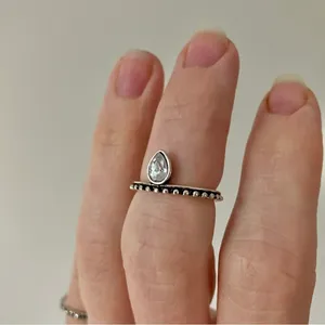 Crown Ring Pear Teardrop Bohemian Stacking Band Vintage “Tuilelaith” Silver Jewelry thumbnail 15