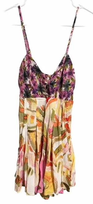 Free People‎ Rows of Flowers One-Piece Spaghetti Strap Romper Women's Size XS thumbnail 1