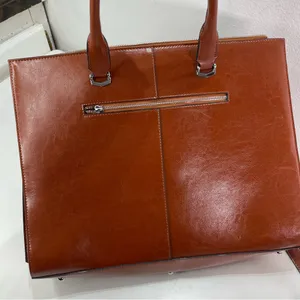 CLUCI Briefcase Work Bag Purse Brwn Shoulder Vegan Leather Laptop Padded Pocket thumbnail 6