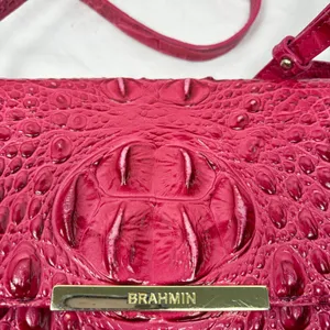 Brahmin Phlox Pink Minuette crocodile crossbody purse mild wear. flap zip pocket thumbnail 11