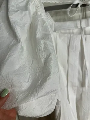 White Puff Sleeved Pleated Square Neck Dress thumbnail 5