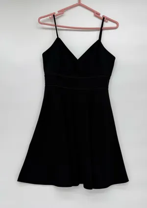 Francesca's Collections Black Spaghetti-Strap Skater Dress thumbnail 1