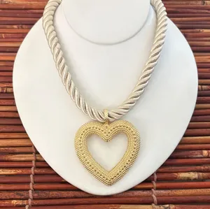 Gold Tone Heart Necklace on Cord 17”-19” NWT thumbnail 1