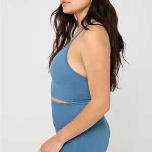 Spiritual Gangster Bryn Seamless Crop Tank in Moonlit Blue thumbnail 4