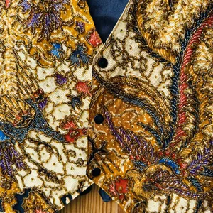 Vintage Kenar Women's Rayon Beaded Veast Size Medium thumbnail 2