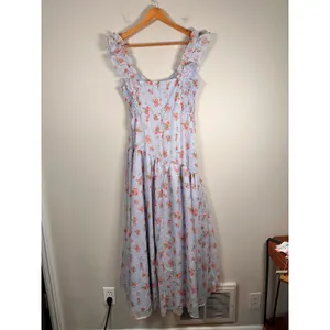 Abercrombie & Fitch Floral High-Low Maxi Dress Womens Medium Blue Ruffle Smocked thumbnail 5